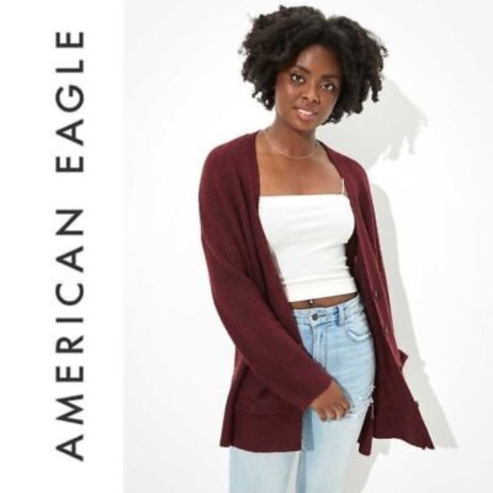 American Eagle Maroon Cardigan - EUC